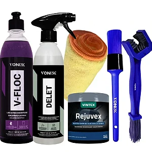 KIT LAVAGEM MOTO SHAMPOO ESCOVA LIMPA CORRENTE RENOVA PLÁSTICOS