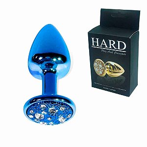 Plug Anal Metal Cravejado Azul Pequeno 6,5 X 2,5 CM - HARD