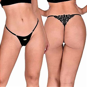 Calcinha Fio Dental com Detalhe em Renda Aveludado Atrás Já é - Lingerie Sensualle