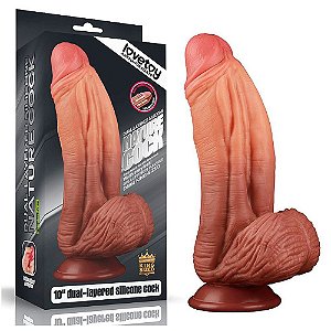 Pênis Realístico Com Glande Definida, Veias Salientes, Ventosa E Escroto - Lovetoy Nature Cock 10"