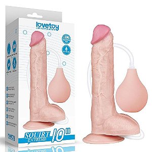 Pênis de Borracha Com Simulador De Ejaculação - Lovetoy Squirt Extreme 10