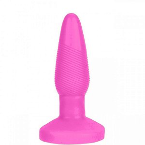 Plug Anal em Formato Cônico e Textura Anelar Estimuladora Rosa Neon 13 x 3,5 Cm