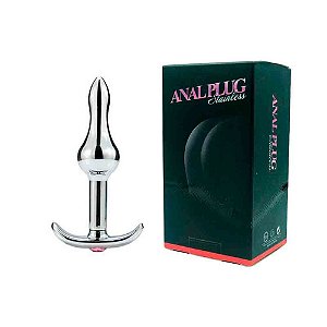 Plug Anal Escalonado Cromado com Joia na Base 9 X 3 Cm - Me Ame