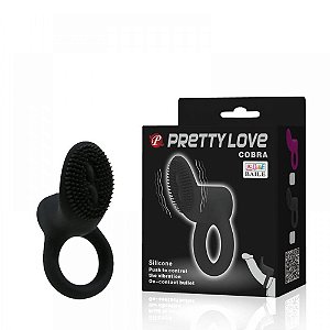 Anel Peniano em Silicone Com Vibração Única Preto - Pretty Love Cobra