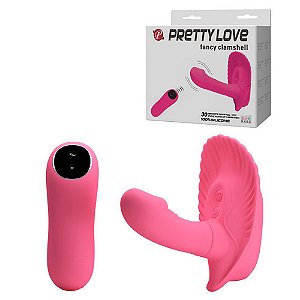Estimulador De Clitóris Com Mini Pênis Penetrável Vibração - PRETTY LOVE FANCY CLAMSHELL