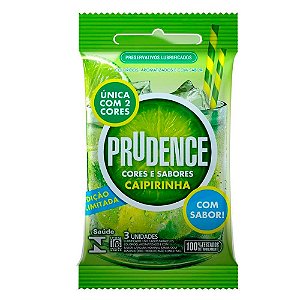 Preservativo com Sabor Caipirinha Contém 3 Unidades - Prudence Cores e Sabores
