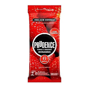 Preservativo Lubrificados Com 6 Unidades Morango - Prudence Cores e Sabores