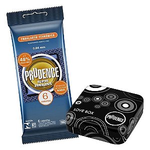 Preservativos Prudence Super Sensitive Com 6 Unidades Acompanha Latinha Exclusiva - Prudence The Love Box