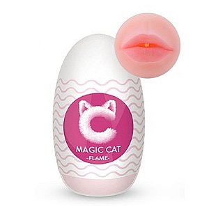 Masturbador Egg Formato de Boca com Texturas Interna em Cyberskin - S-Hande Magic Cat Flame