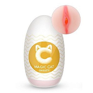Masturbador Egg Formato de Vagina com Texturas Interna em Cyberskin - S-Hande Magic Cat Sweety