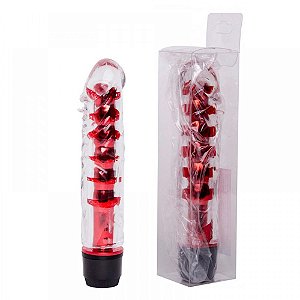 Vibrador Personal com Capa Peniana de Silicone com Textura Massageadora Vermelho