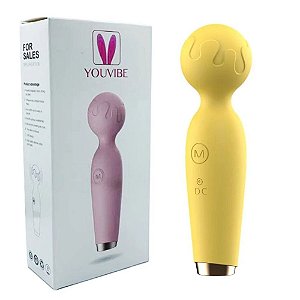 Mini Massageador Recarregável Com 10 Modos De Vibração Amarelo - Youvibe Cream
