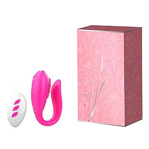 Vibrador Casal Recarregável Cerdas Estimuladoras 12 Vibrações Rosa