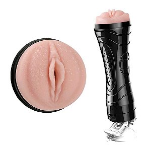 Masturbador Masculino Formato de Vagina Cyberskin E Vibração 29 X 6 Cm