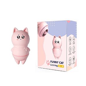 Vibrador Com Língua Estimuladora de Clitóris Formato de Gato - Funny Cat