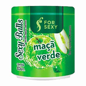 Bolinha Explosiva Beijável Com 3 Unidades Sexy Balls Maçã Verde - For Sexy