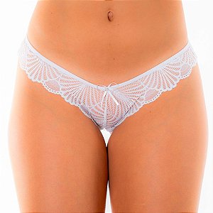 Calcinha Tanga Mila Renda Floral Tamanho Único Branco - Lingerie Pimenta Sexy