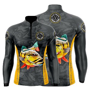 Camisa Play Pesca Tucunaré Cinza Adulto