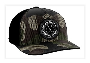 Boné Play Pesca Trucker Camuflado Verde