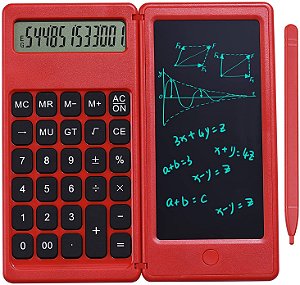 Queenser Calculadora Dobrável e Tablet de Escrita LCD de 6 Polegadas Tela de Desenho Digital - Caneta Stylus