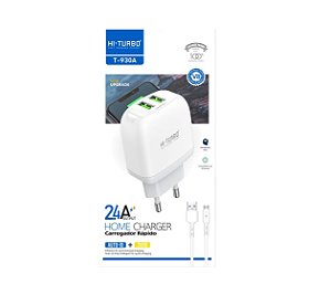 Carregador V8 2.4A | 2 USB | Modelo: T-930A