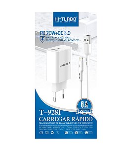 Carregador iOS | PD 20W + QC 3.0| Modelo: T-928I