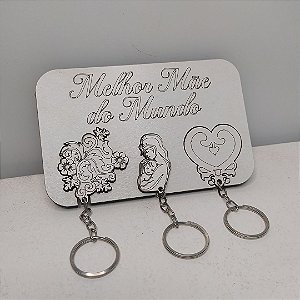 Porta Chaveiro Dia das Mães MDF Branco