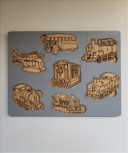 Jogo de Encaixe Meios de Transporte MDF Colorido