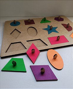 Jogo de Encaixe Formas Geométricas MDF Colorido