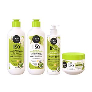 Kit Meu Liso Antiporosidade Shampoo + Condicionador + Máscara + Acidificante - Salon Line