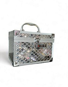 Maleta De Maquiagem Profissional Prata Média