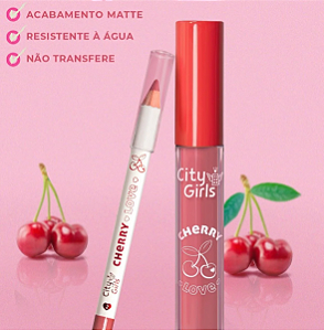 Kit Labial Lápis + Batom Cherry Love City Girls