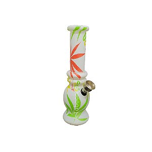 Bong De Vidro Estampado - Folhas De Cannabis