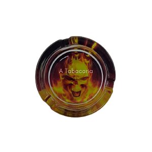 Cinzeiro De Vidro Redondo Para Cigarro - Estampa De Caveira 03