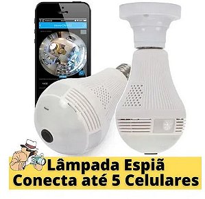 Câmera Espiã Escondida Led V380/ Lâmpada/ Visão Pro Noturna com Alarme