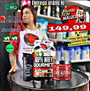 COMBO WHEY 100%+CREATINA INTEGRAL FULL+COQUETELEIRA