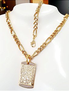 Conjunto:  corrente, pingente 10 mandamentos e pulseira masculino
