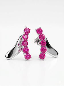 Brinco earcuff com cristais pink