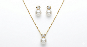 CONJUNTO FOLHEADO COM PEROLAS