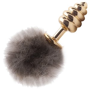 Plug Anal Anelado em Metal com Rabo Pompom