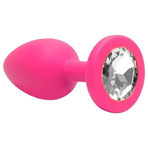 Plug Anal Pequeno em Silicone com Joia Pink