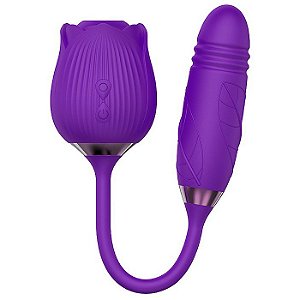 Vibrador Pulsador Formato Rosa Roxo com Estimulador de Ponto-G