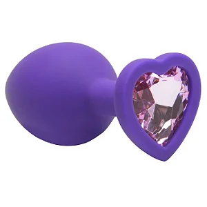 Plug Anal Médio Purple em Silicone com Joia Coração