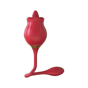 Vibrador em Formato de Flor com Linguinha e Bullet Ponto-G - 12 Velocidades