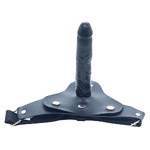 Cinta Peniana para Iniciantes com Pênis Compridinho Preto - 15,5 x 2,7cm