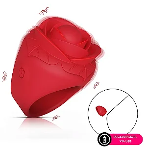 Mini Vibrador Anel em Formato de Flor - 10 Velocidades