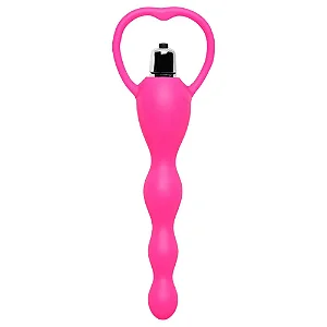 Plug Anal Beads Aveludado com Vibração Pink