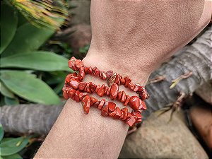 Pulseira Cascalho JASPE VERMELHO- Proteção, Coragem, Vitalidade, Força