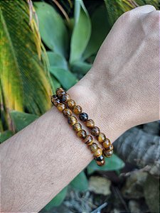 Pulseira  de OLHO DE TIGRE bolinha 6mm - Contra Inveja e Mau Olhado, Força Pessoal