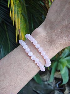 Pulseira  de QUARTZO ROSA bolinha 6mm - Amor, Relacionamento, Perdão, Amor próprio